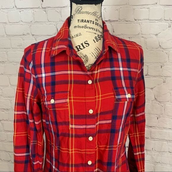 Old Navy Women Red Long Sleeve Button-Down Shirt XS - Picture 2 of 8